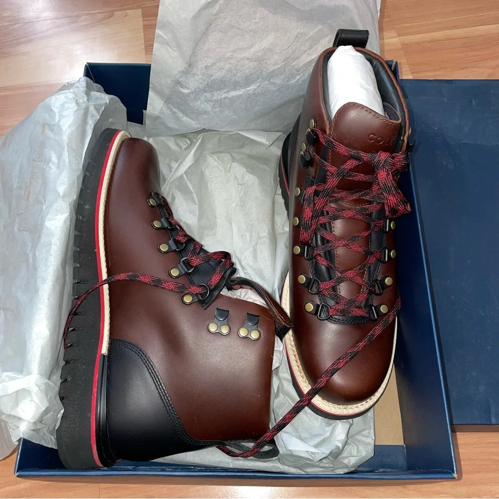 Cole Haan NEW Brown Leather Lugsole Hiking Boots size 8 Outdoor Gorpcore Rugged